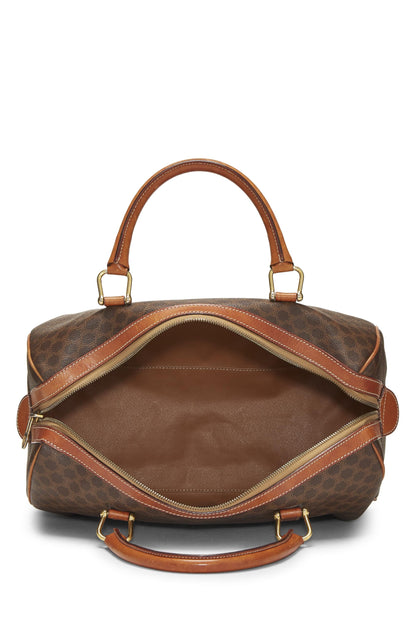 Céline, Pre-Loved Brown Coated Canvas Macadam Boston Bag, Brown