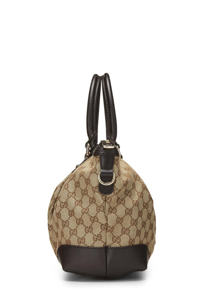 Gucci, Bolso mediano con asa Sukey de lona GG original Pre-Loved, marrón