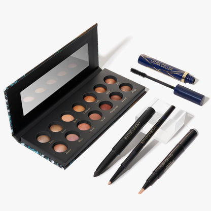 Coffret Lifted Lids de LAURA GELLER NEW YORK - Holiday - Palette de fards à paupières The Delectables + Kajal Liner, Deep Black + Eyeliner INKcredibles + Eye Spackle + Mascara Waterproof Always There