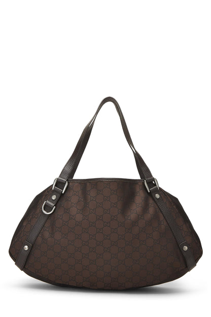 Gucci, sac fourre-tout Abbey en nylon marron GG d'origine, grand modèle, d'occasion, marron