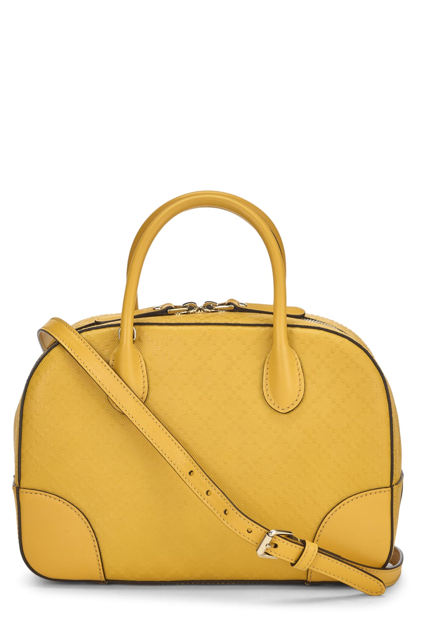 Gucci, Bolso con asa superior de lona revestida de diamantes amarillos Pre-Loved, Amarillo