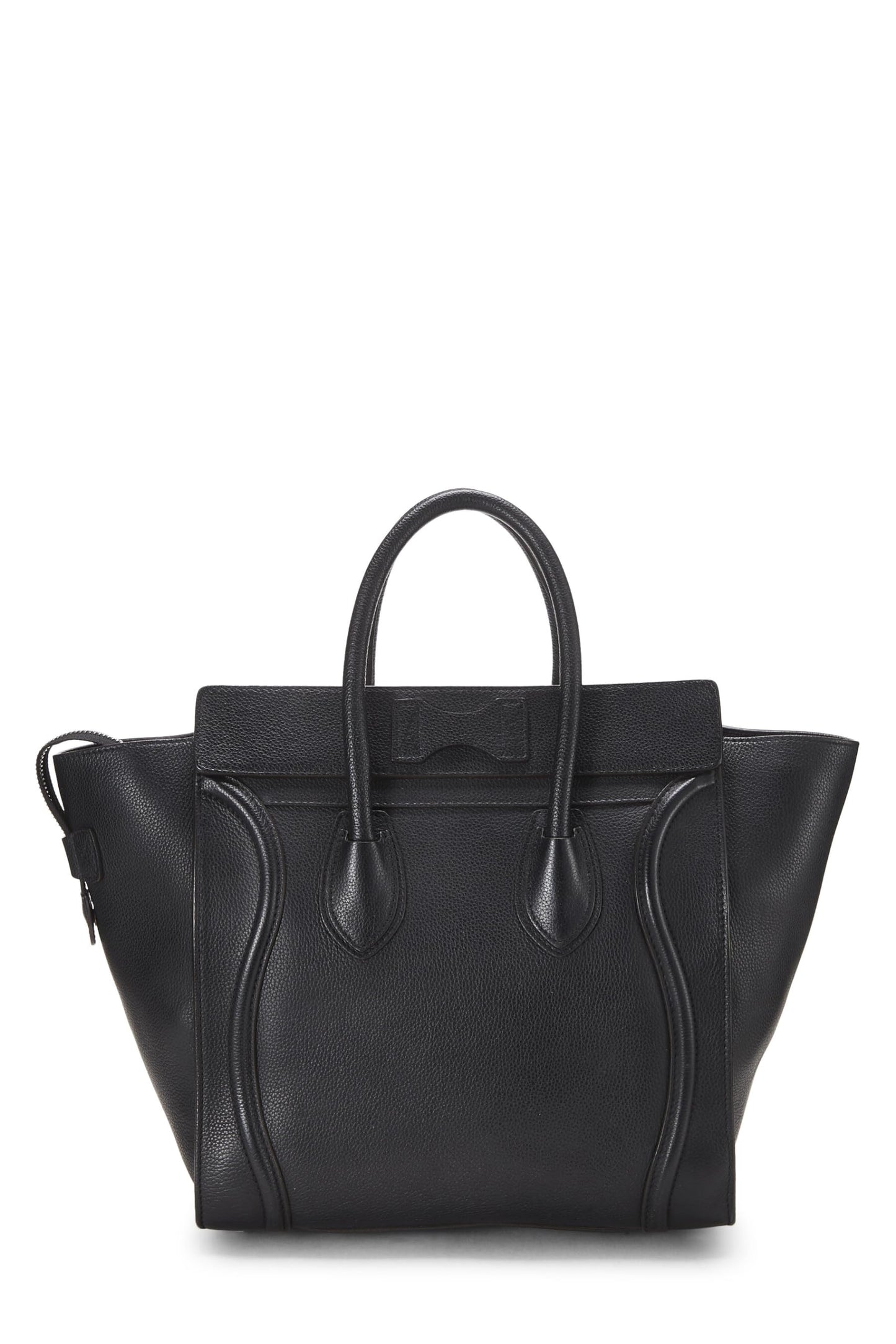 Céline, Pre-Loved Black Drummed Calfskin Luggage Mini, Black