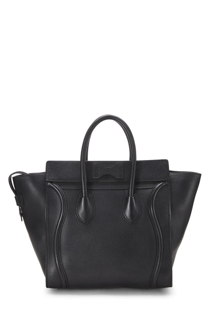 Céline, Pre-Loved Black Drummed Calfskin Luggage Mini, Black