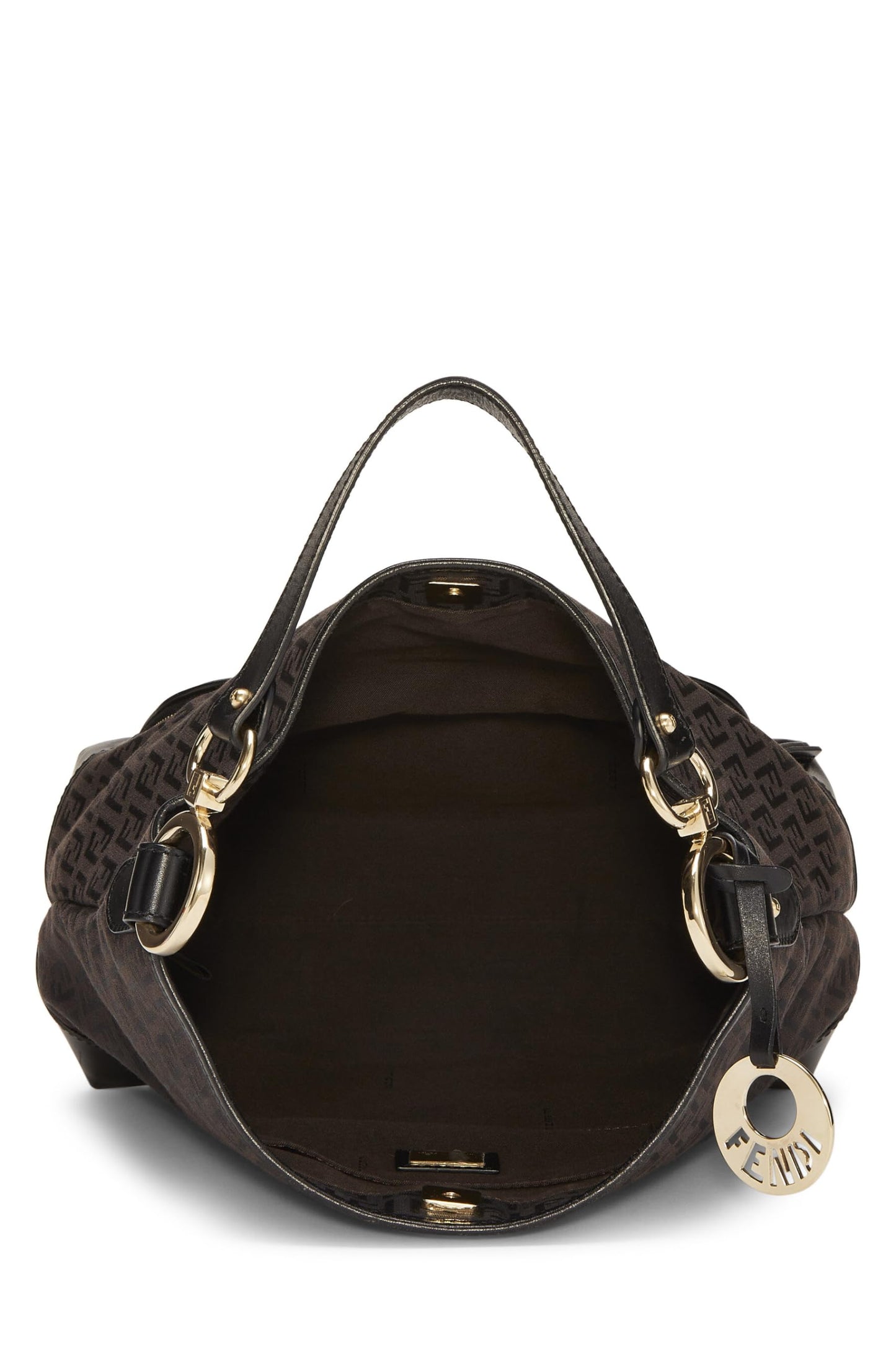 Fendi, sac hobo en toile Zucchino noir d'occasion, noir