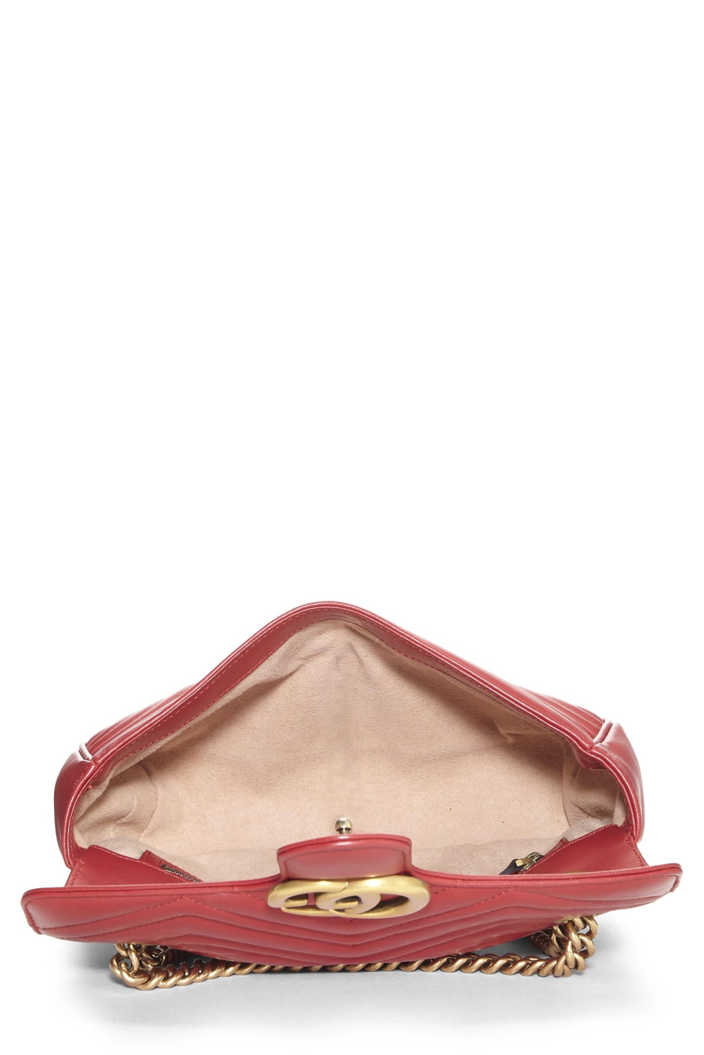 Gucci, sac à bandoulière GG Marmont en cuir rouge d'occasion, petit modèle, rouge