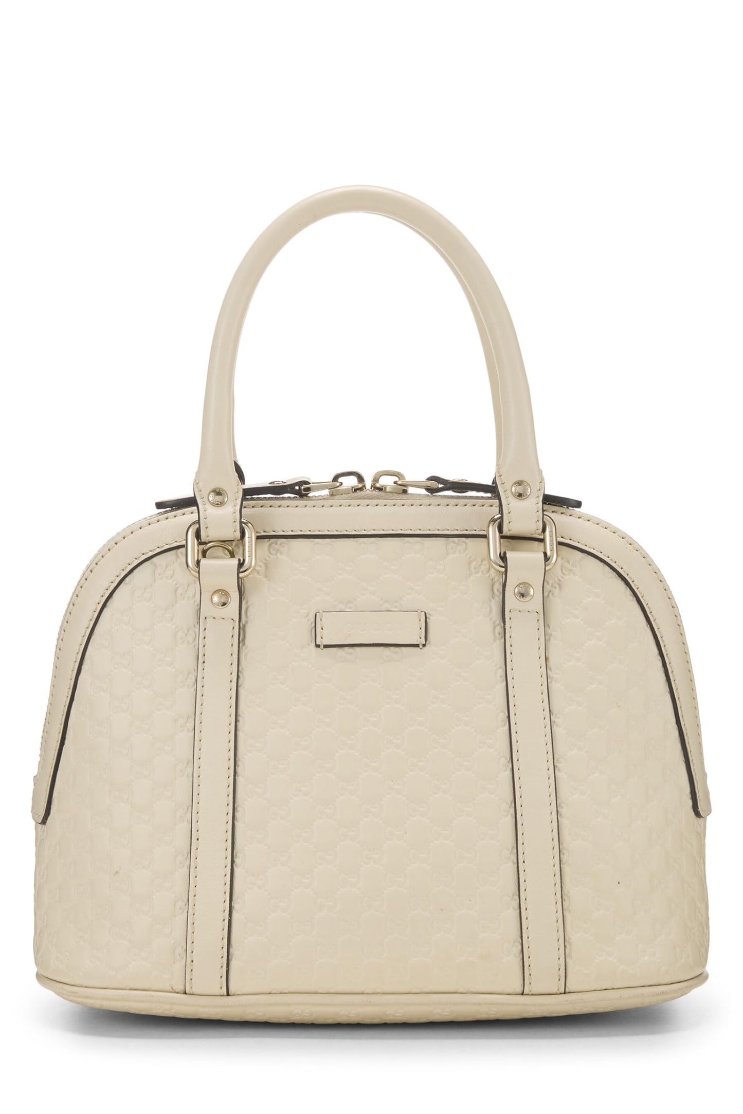 Gucci, Mini-sac Nice Dome en cuir microguccissima crème d'occasion, blanc