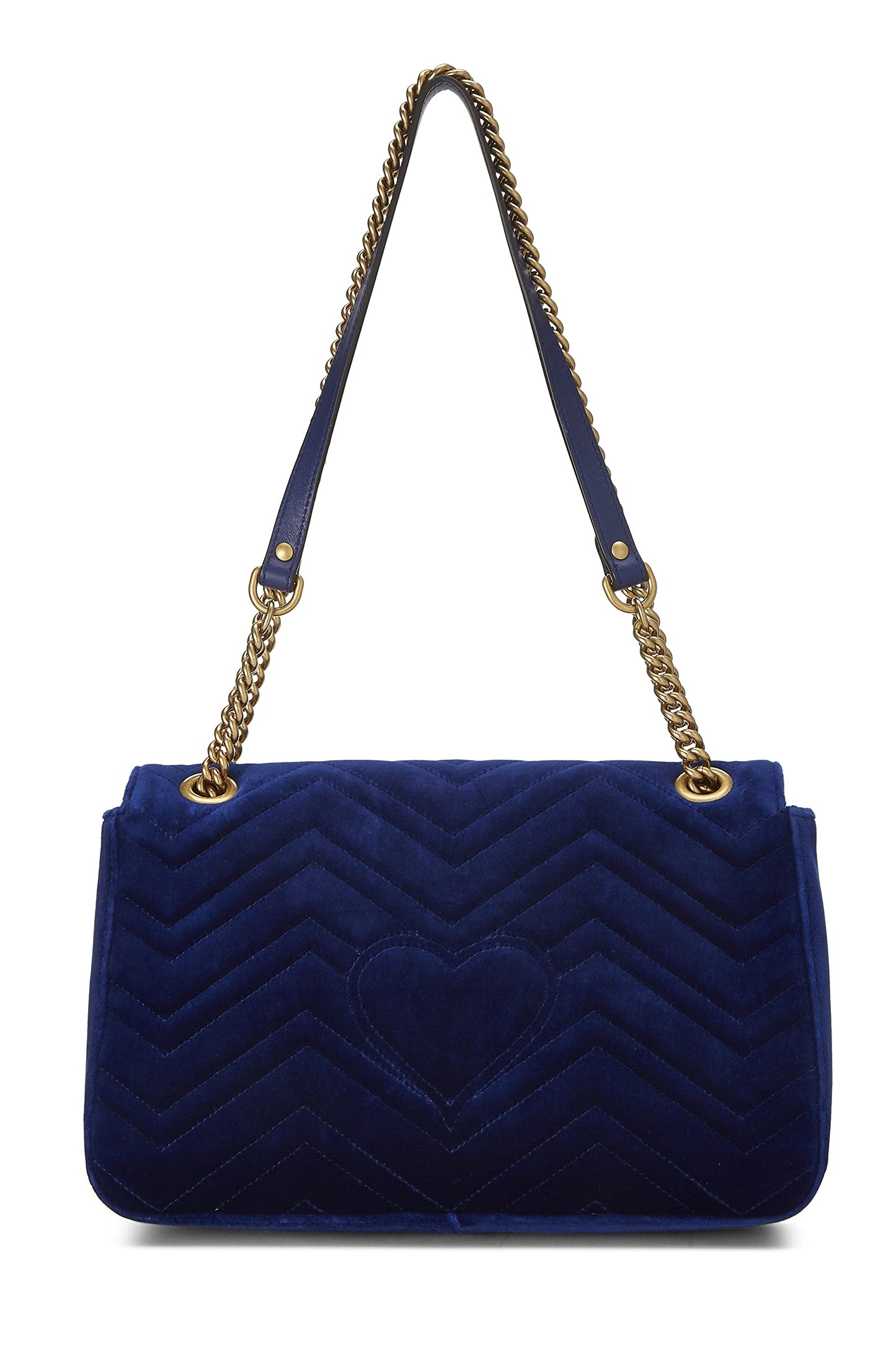 Gucci, Pre-Loved Blue Velvet GG Marmont Modern Shoulder Bag, Blue