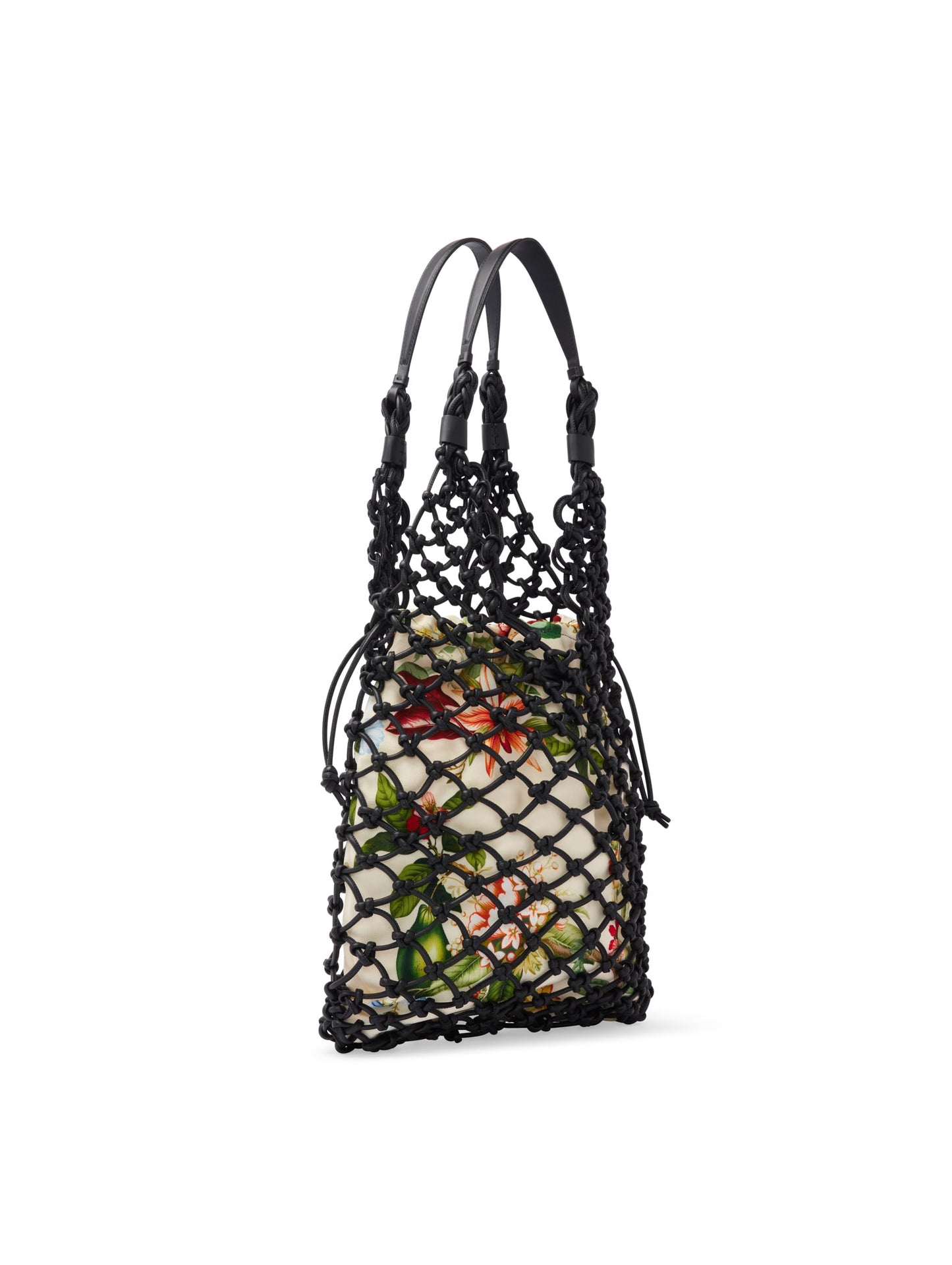 Oscar de la Renta, Flora & Fauna Large Knotted Leather Tote, Black