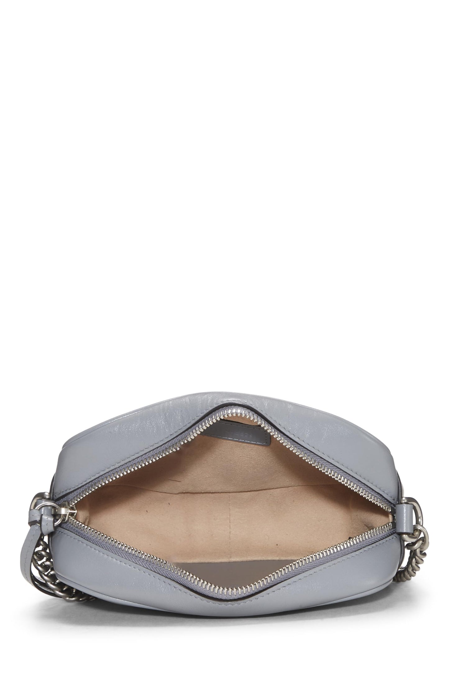 Gucci, Pre-Loved Grey Leather GG Marmont Crossbody Mini, Grey