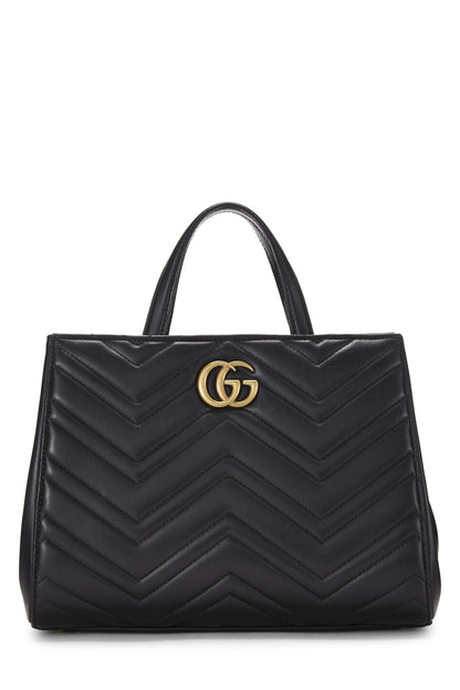 Gucci, sac à main GG Marmont en cuir noir d'occasion, petit modèle, noir