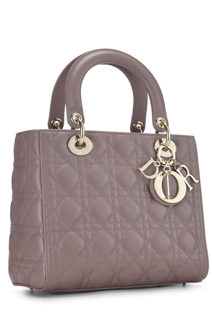 Dior, Pre-Loved Purple Cannage Quilted Lambskin Lady Dior Medium, Purple