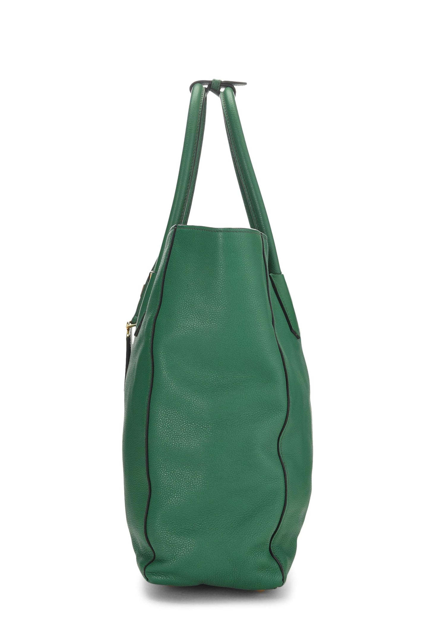 Prada, sac fourre-tout en grain Vitello vert d'occasion, vert