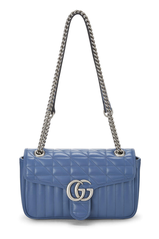 Gucci, sac à bandoulière Marmont Matelassé en cuir bleu d'occasion, bleu