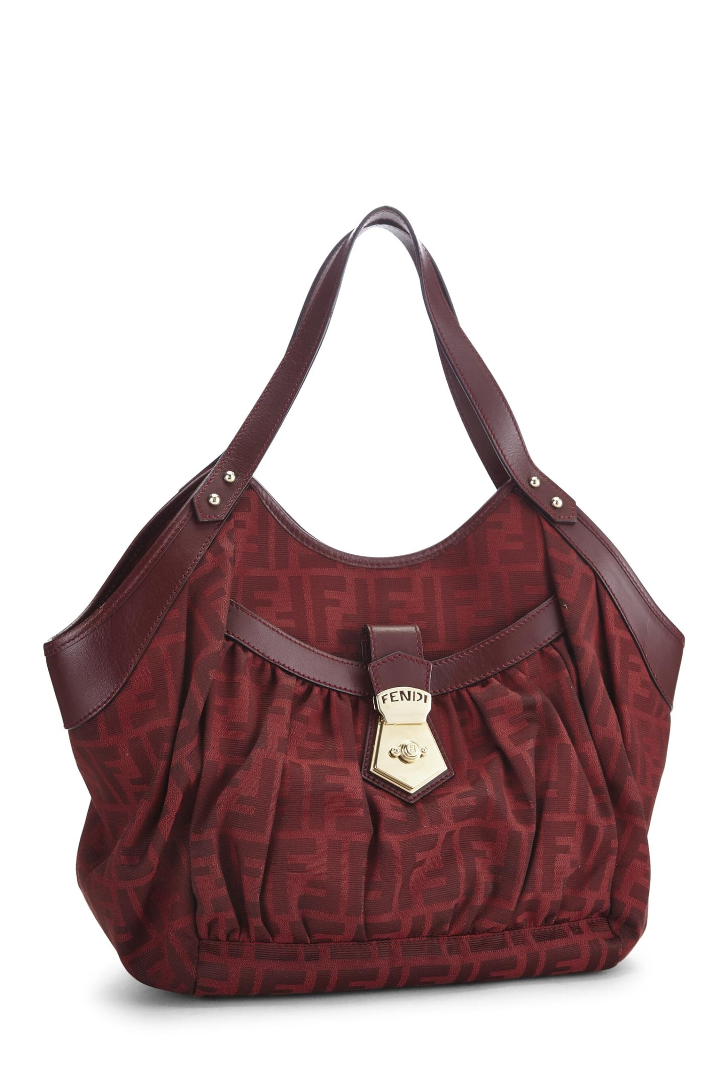 Fendi, Bolso tote de chef pequeño con bolsillo de lona Zucca rojo Pre-Loved, Rojo