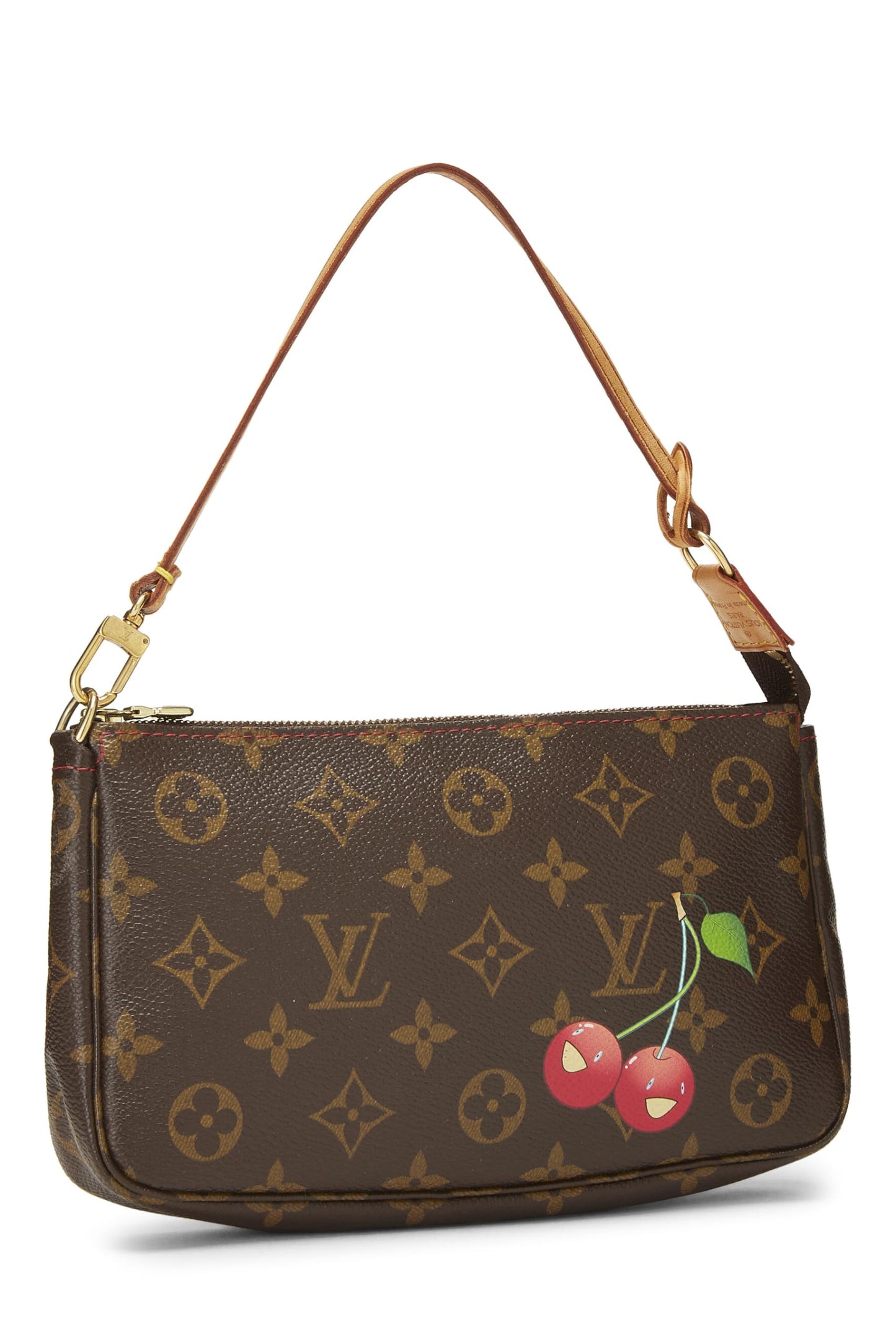 Louis Vuitton, Pre-Loved Takashi Murakami x Louis Vuitton Monogram Cerise Canvas Pochette, Brown