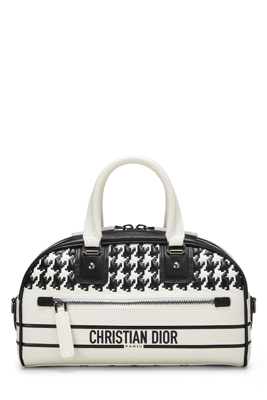 Dior, Bolso bowling pequeño Pre-Loved de cuero blanco y negro, Blanco