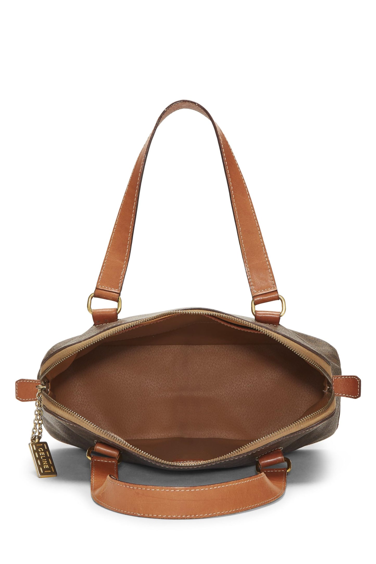 Céline, Pre-Loved Brown Coated Canvas Macadam Handbag, Brown