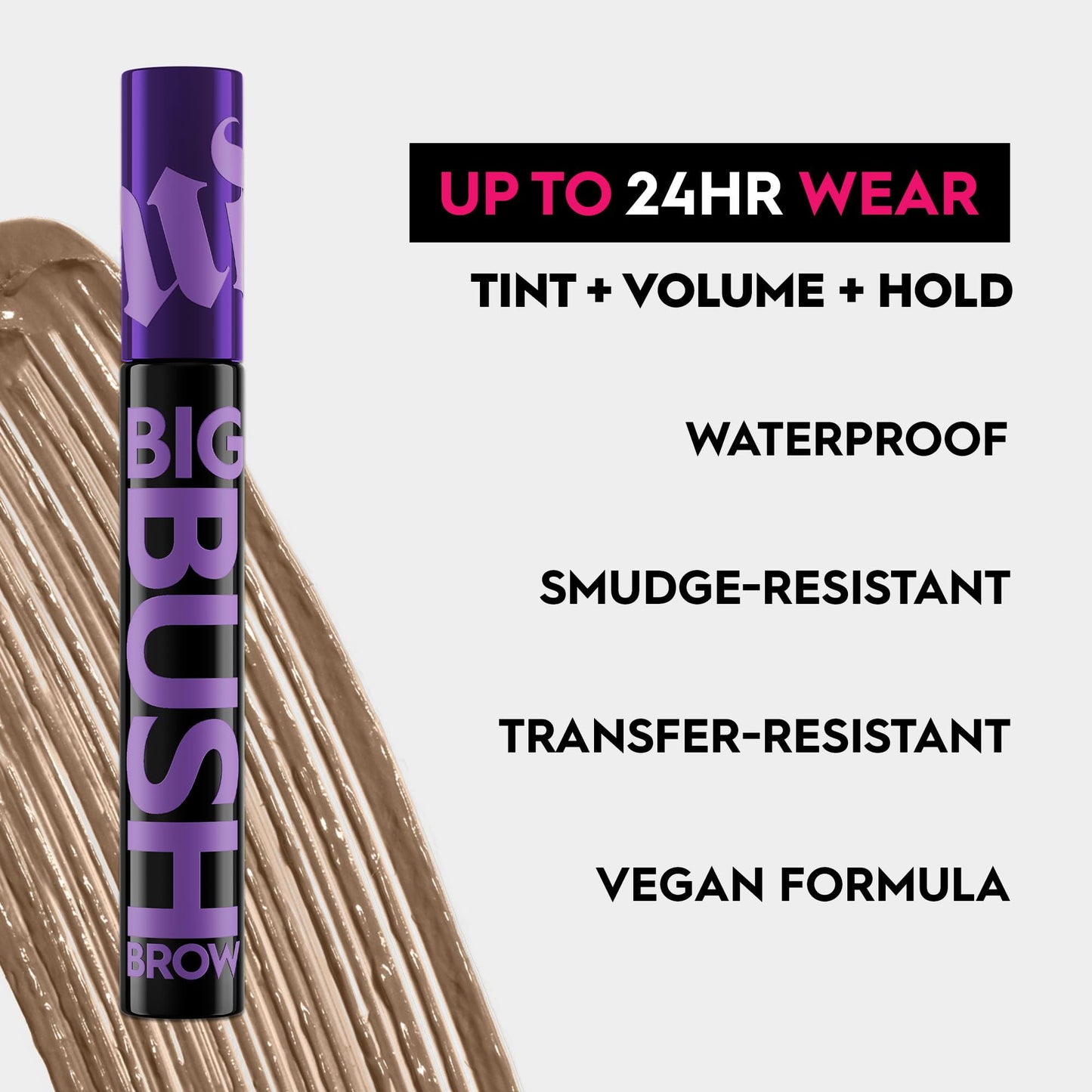 Urban Decay Paquete de lápiz para cejas color topo y gel voluminizador para cejas tintado - Lápiz para cejas Microblading 2 en 1 + lápiz impermeable (trampa color topo), gel para cejas Big Bush resistente al agua 24 horas (trampa color topo)