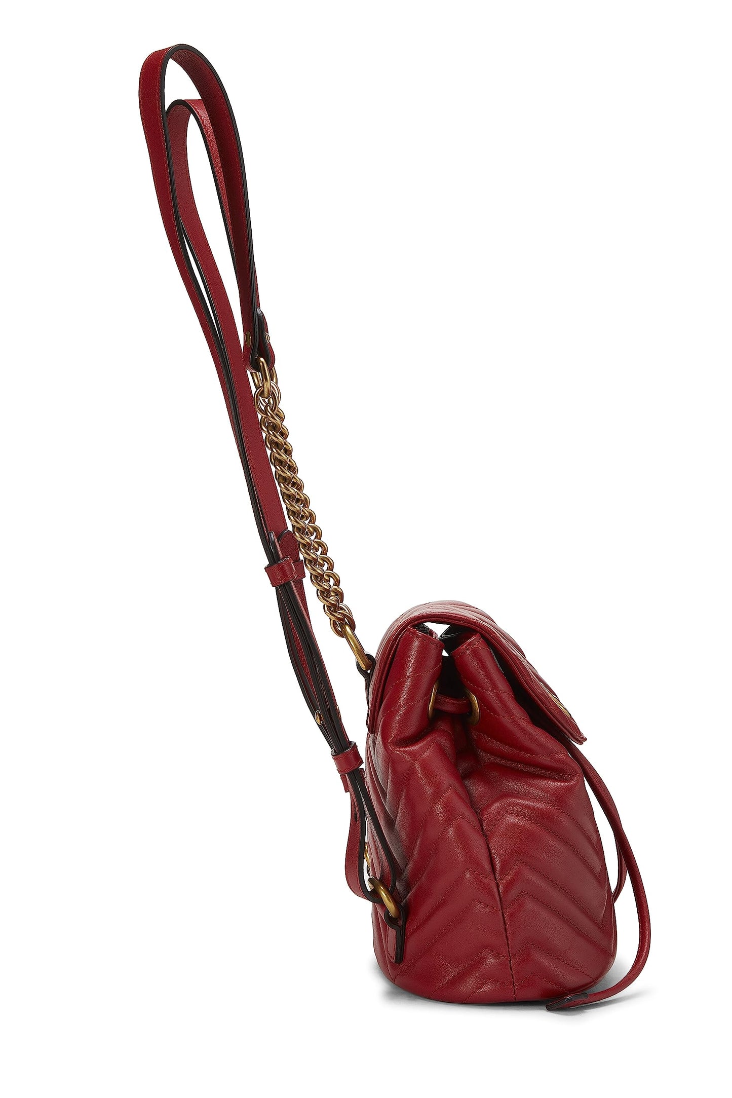 Gucci, Pre-Loved Red Leather GG Marmont Backpack Small, Red