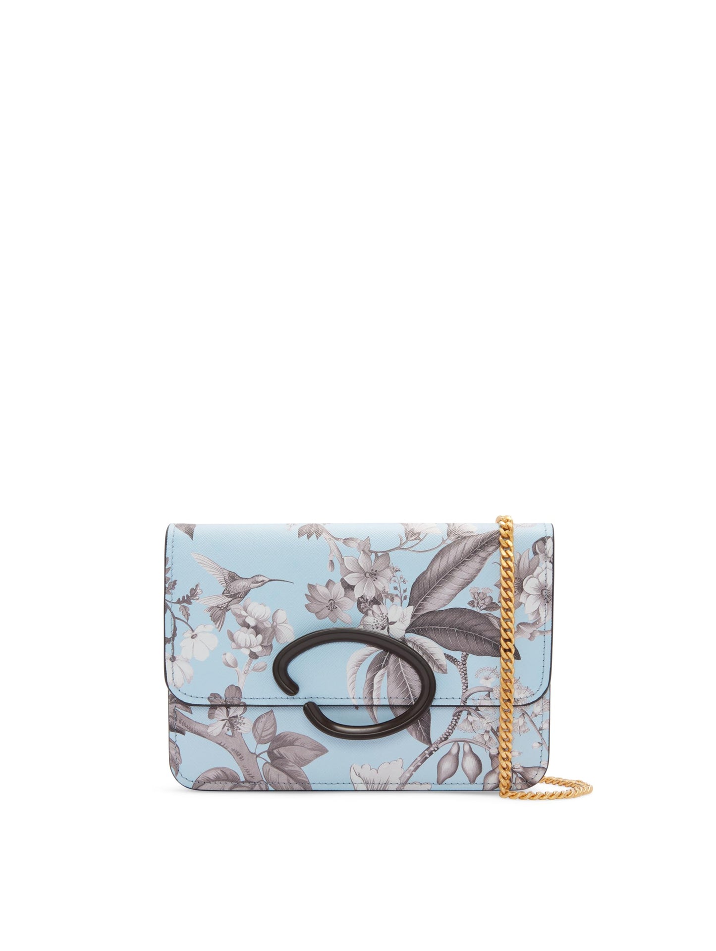 Oscar de la Renta, Flore &amp; Fauna Imprimé O Pochette, Bleu/Gris