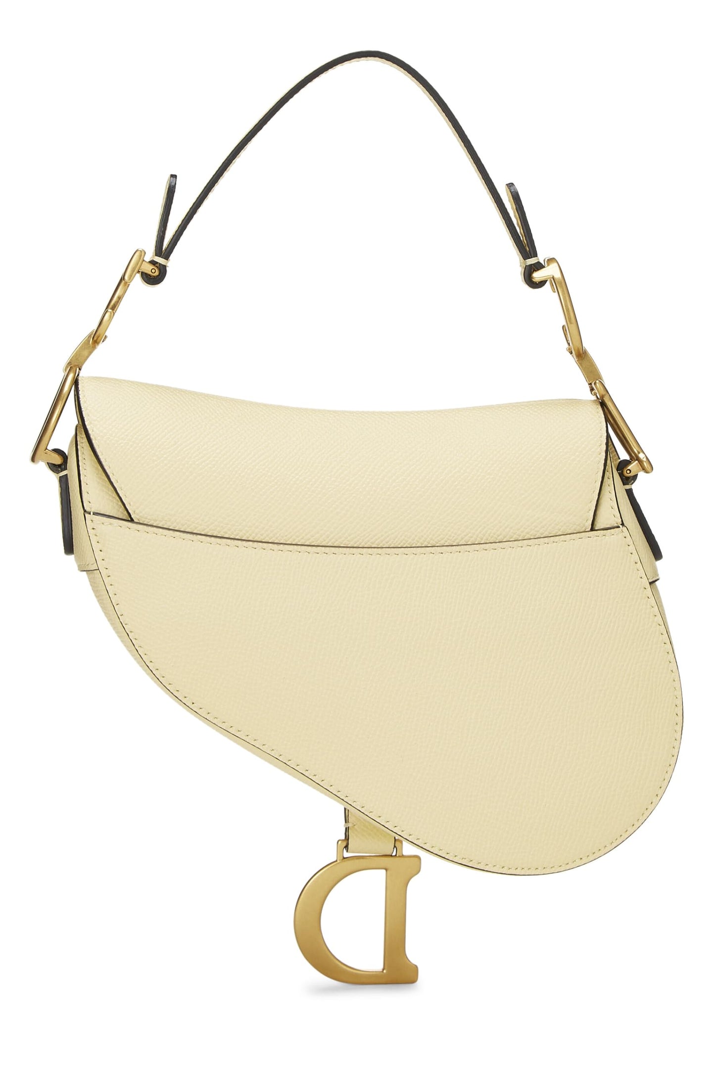 Dior, Pre-Loved Cream Leather Saddle Bag Mini, Yellow