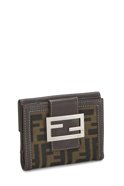 Fendi, Pre-Loved Brown Zucca Canvas Compact Wallet, Brown