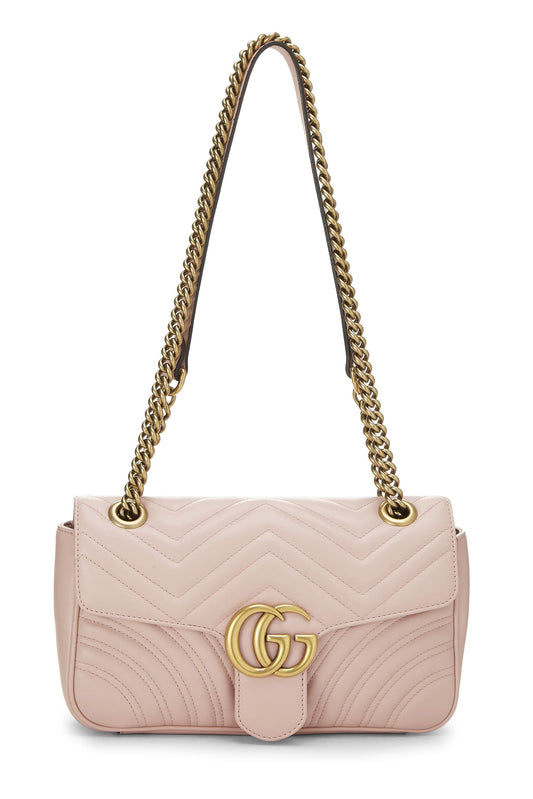 Gucci, Bolso de hombro pequeño GG Marmont de cuero rosa Pre-Loved, Rosa