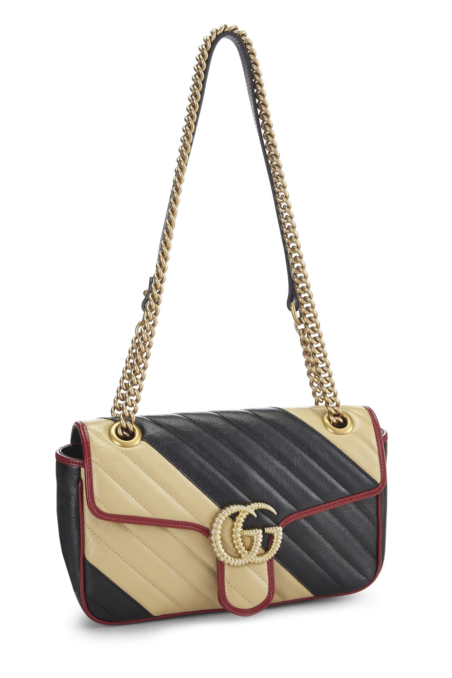 Gucci, sac à bandoulière GG Marmont en cuir multicolore Torchon, petit modèle, d'occasion