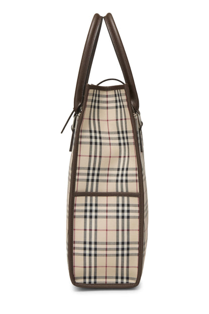 Burberry, sac à main en toile à carreaux Nova marron d'occasion, taille moyenne, marron