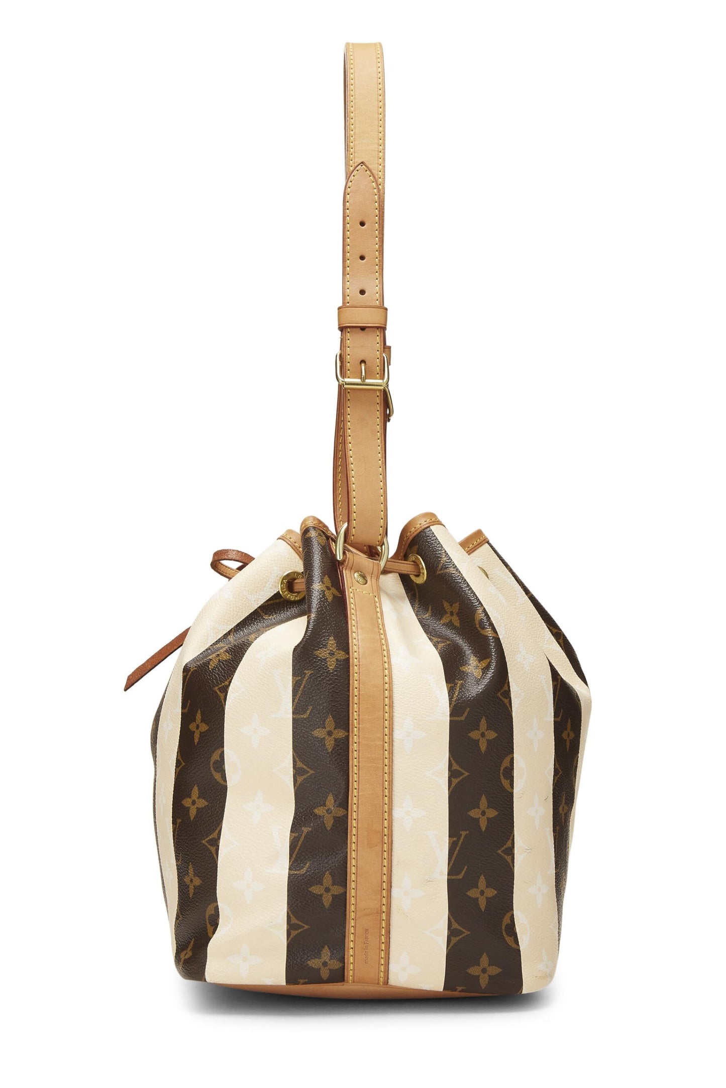 Louis Vuitton, toile monogram d'occasion Rayures crème Noé Petite, crème