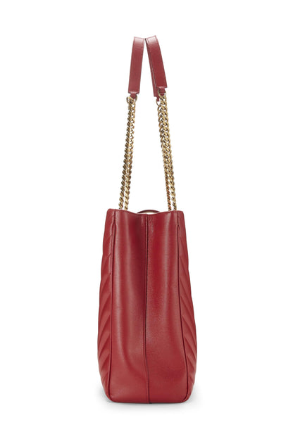 Yves Saint Laurent, Bolso shopping con monograma granulado rojo Pre-Loved, Rojo