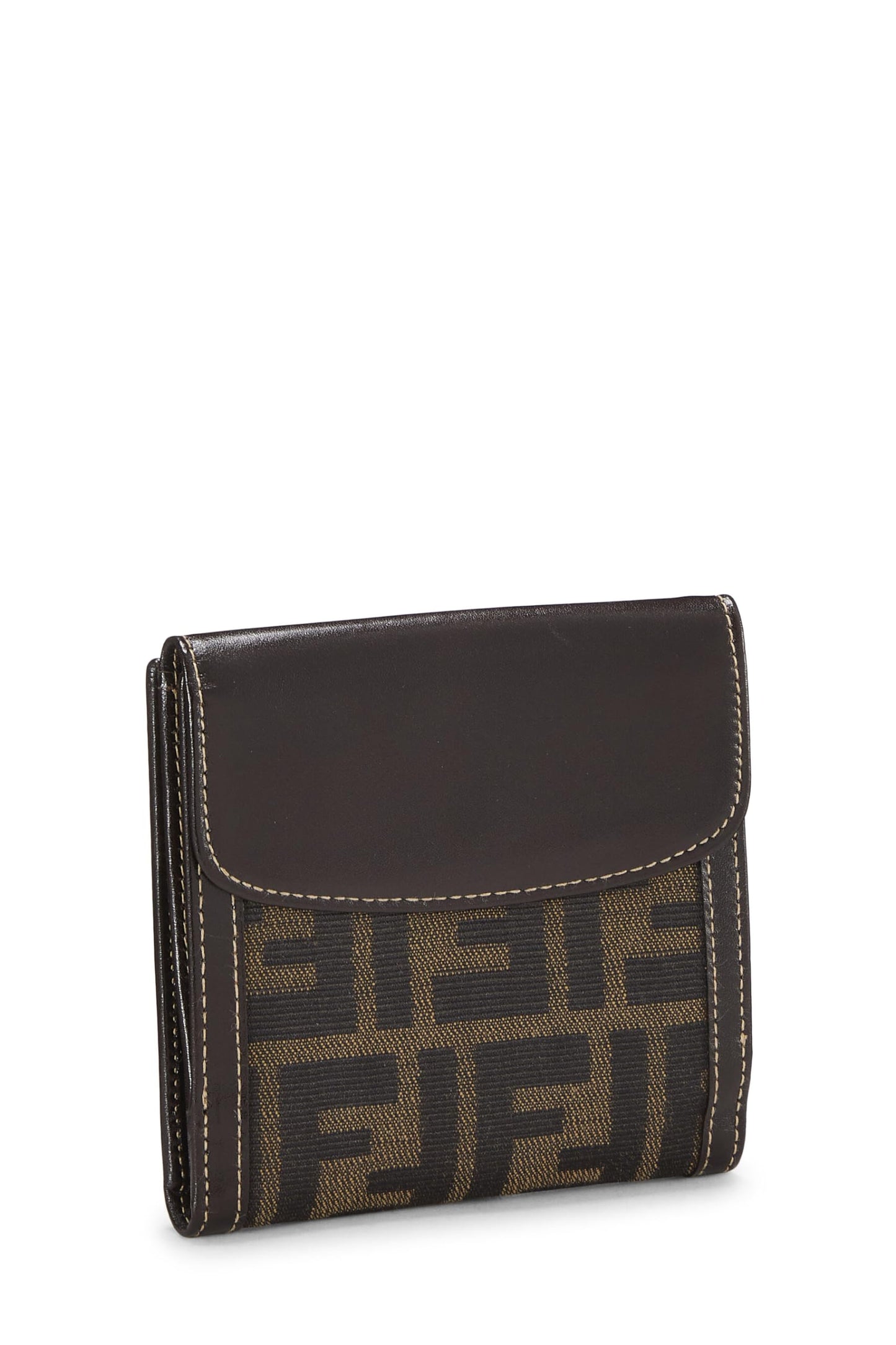 Fendi, Pre-Loved Brown Zucca Canvas Compact Wallet, Brown