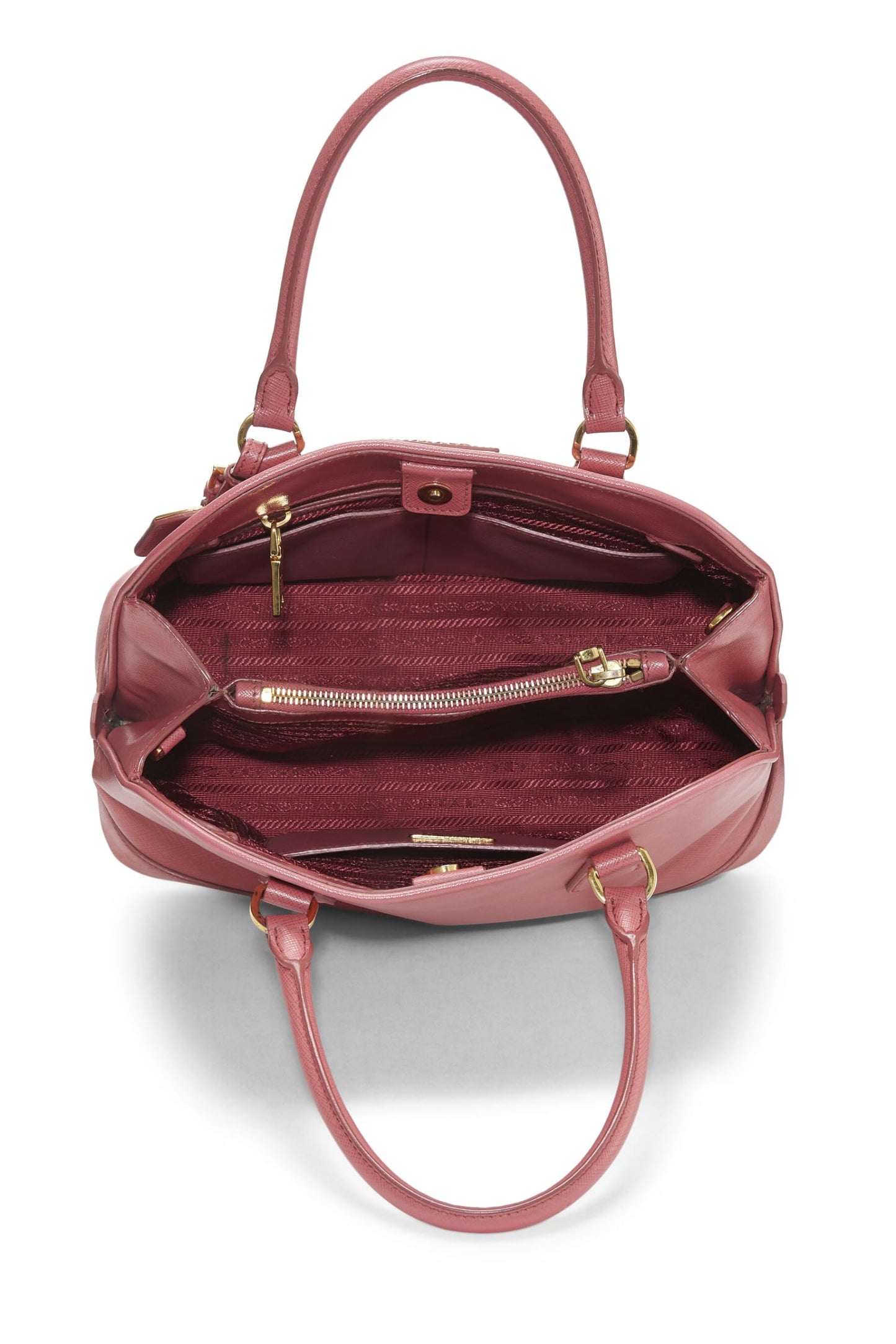 Prada, sac à main dôme en saffiano rose d'occasion, rose