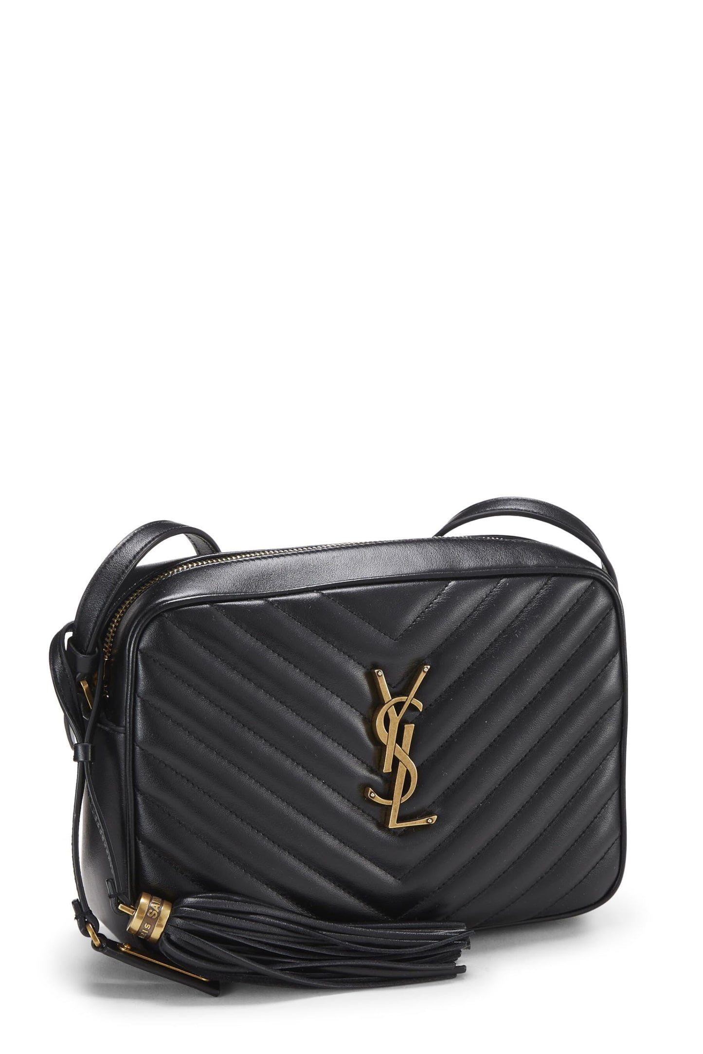 Yves Saint Laurent, sac à main Lou en cuir de veau matelassé noir d'occasion, noir