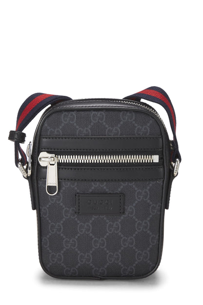 Gucci, Mini sac messager vertical en toile noire GG Supreme d'occasion, noir