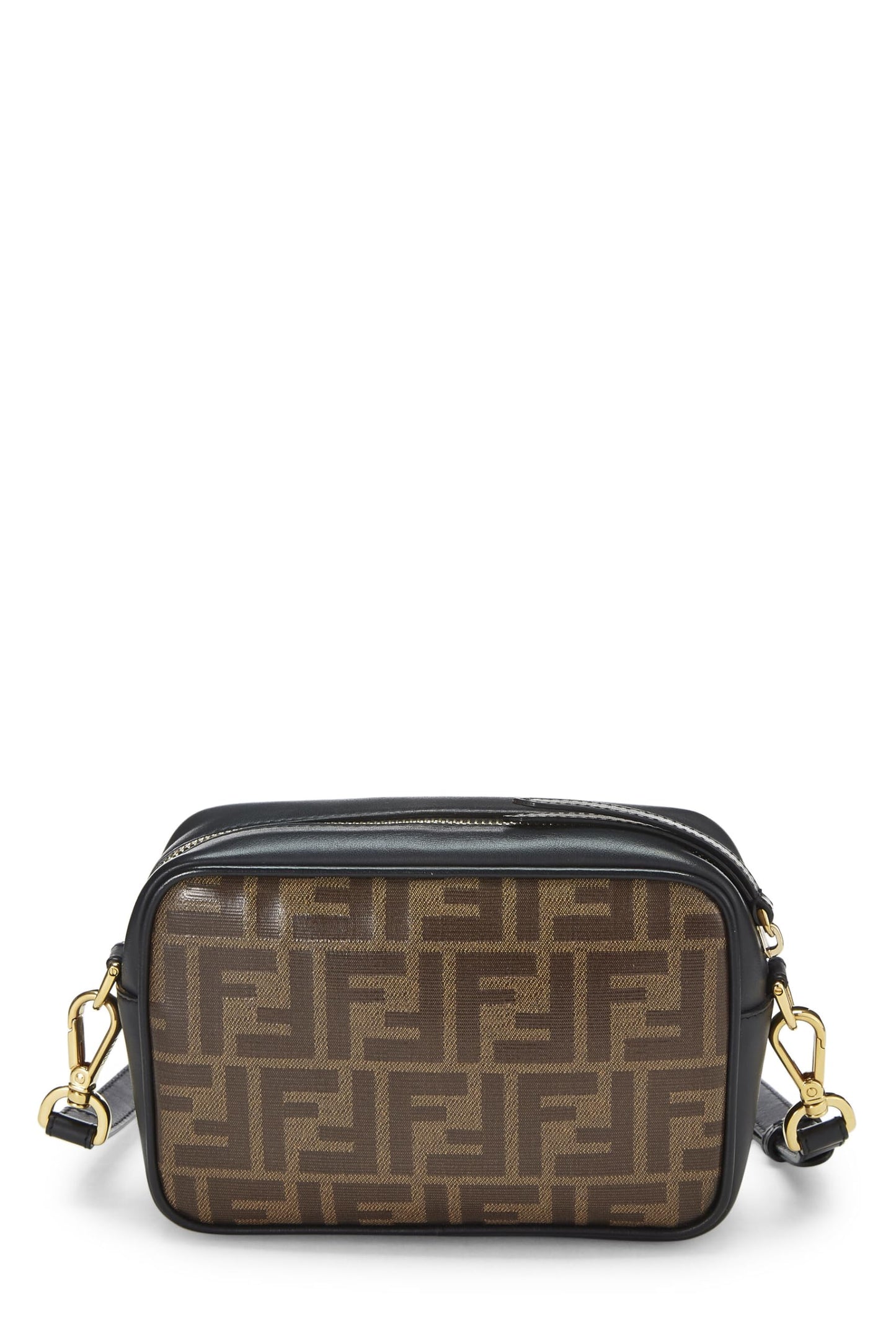 FENDI, Mini sac photo en toile enduite Zucca noire d'occasion, marron