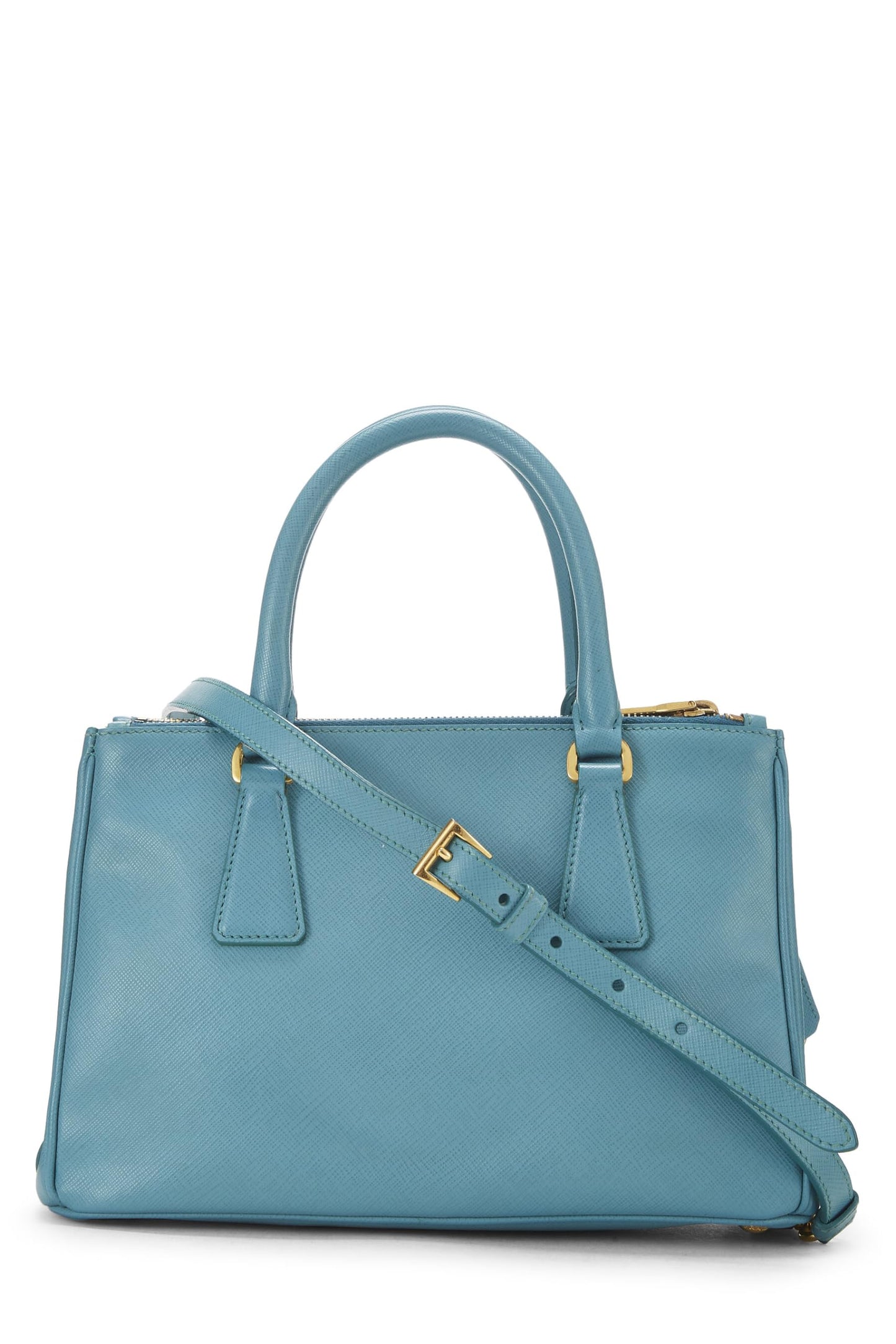 Prada, petit sac fourre-tout exécutif en saffiano bleu d'occasion, bleu