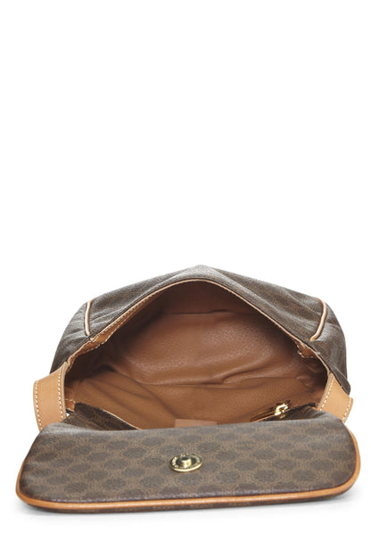 Céline, Pre-Loved Brown Coated Canvas Macadam Shoulder Bag, Brown