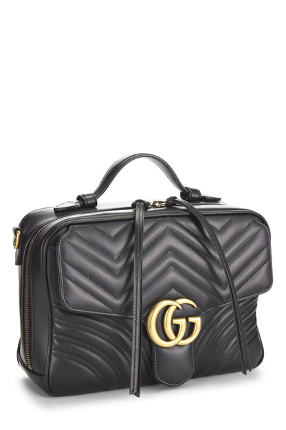 Gucci, Bolso de hombro pequeño GG Marmont de cuero negro Pre-Loved, Negro