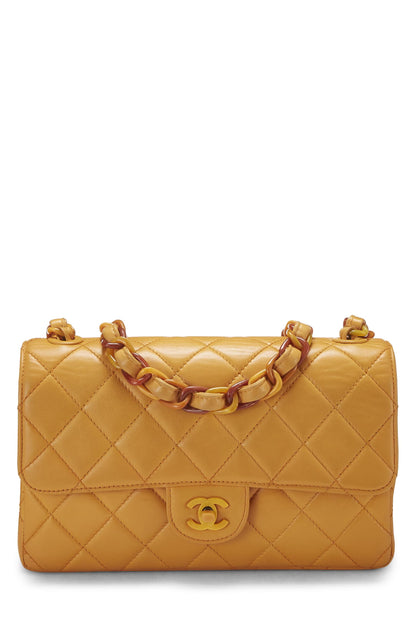 Chanel, sac à rabat à chaîne Bekko en cuir d'agneau orange de taille moyenne, d'occasion, orange