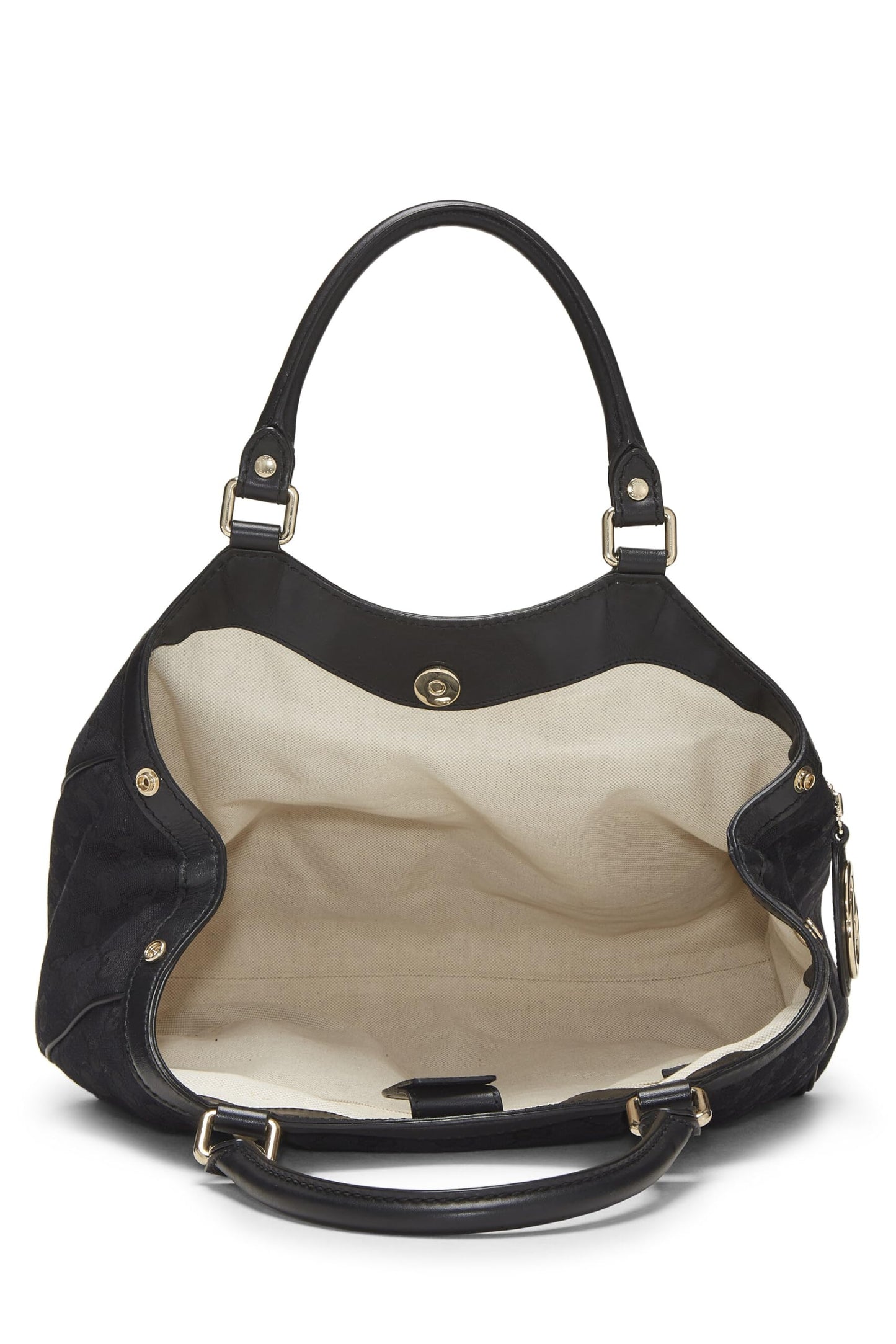 Gucci, sac fourre-tout Sukey en toile noire d'origine GG d'occasion, noir