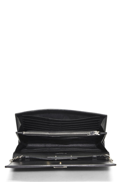 Yves Saint Laurent, Pre-Loved Black Embossed Cassandra Monogram Wallet On Chain (WOC), Black