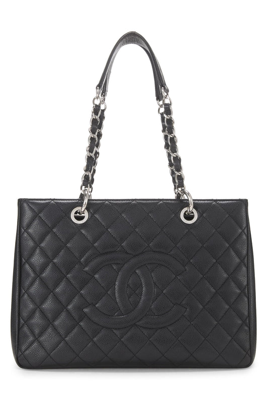 Chanel, Pre-Loved Black Quilted Caviar Grand Shopping Tote (GST), Black