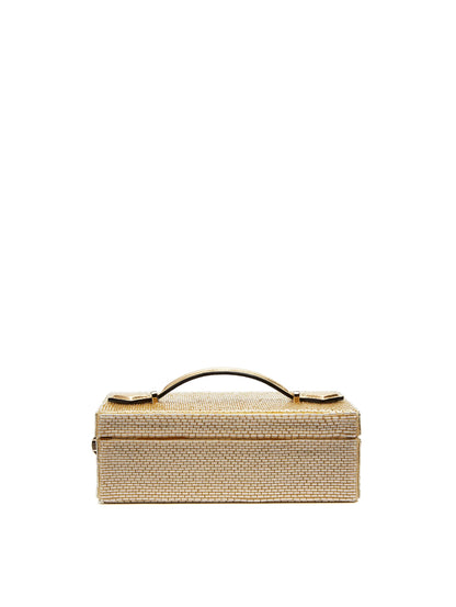 Oscar de la Renta, Bugle Bead Embroidered Alibi Minaudiere, Champagne