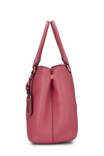 Prada, sac cabas convertible à poignée supérieure Vitello Daino rose d'occasion, rose