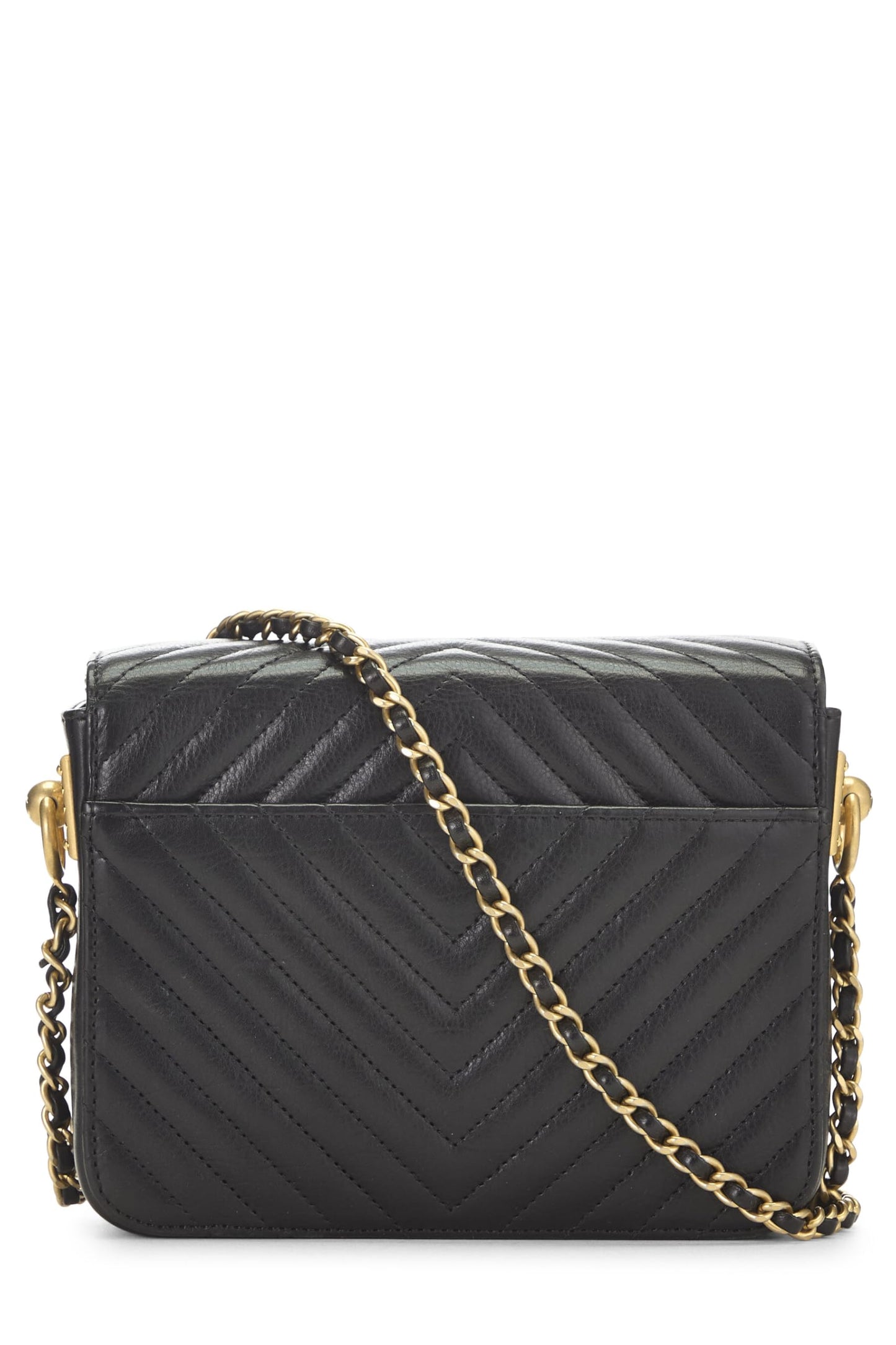 Chanel, Pre-Loved Paris-Cosmopolite Black Chevron Calfskin Rock the Corner Minaudiere, Black