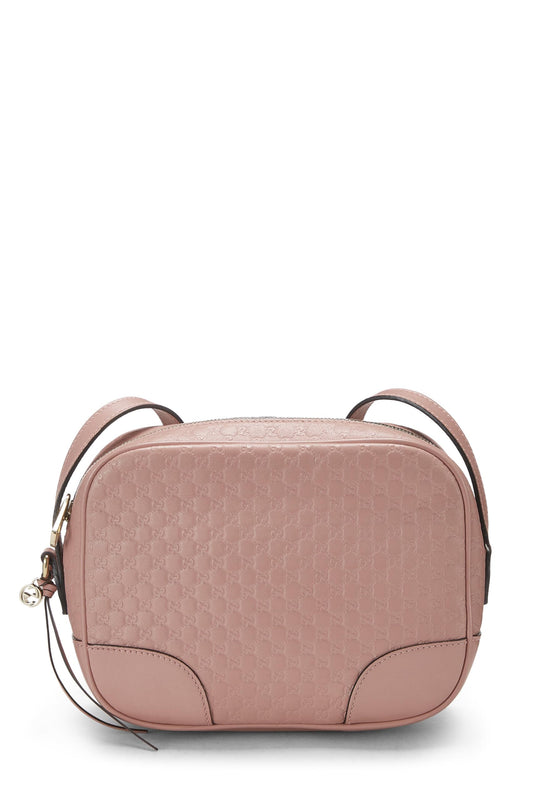 Gucci, sac à bandoulière Bree en cuir Microguccissima rose d'occasion, rose