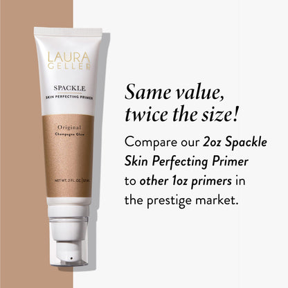 LAURA GELLER NEW YORK Ready-n-Radiant Kit (3 PC) - Baked Bronze-n-Brighten, Mediium + Spackle Super-Size Skin Perfecting Primer, Champagne Glow + Retractable Angled Kabuki Brush