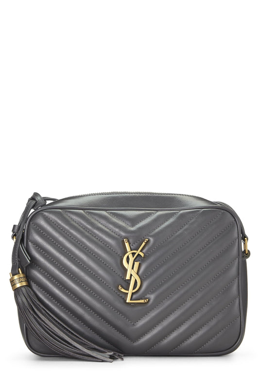 Yves Saint Laurent, sac photo Lou en cuir de veau matelassé gris d'occasion, gris