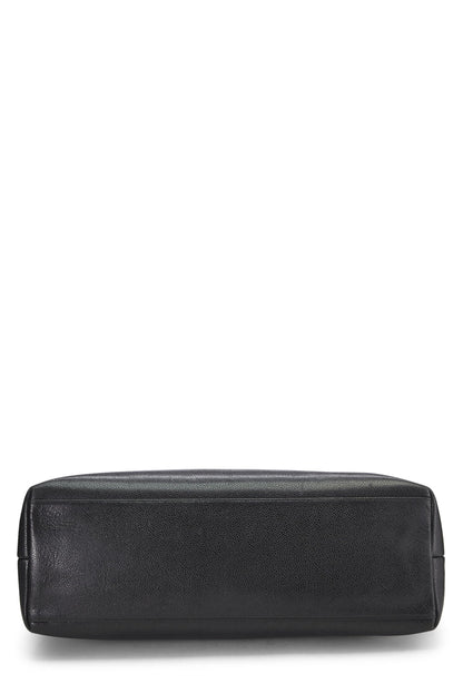 Chanel, grand sac fourre-tout zippé Black Caviar d'occasion, noir